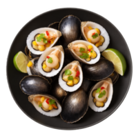 Ceviche de Conchas Negras - A variation of ceviche made with black clams, marinated in citrus juices, onions, and chili png