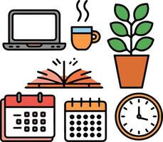 a few icons related to home working vector