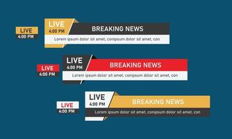Simple breaking news lower third design with live tag vector