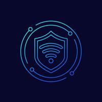 secure wi-fi icon, linear design vector