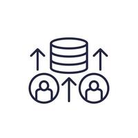 User base, collect data line icon vector