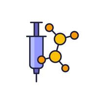 molecule and syringe icon with outline vector