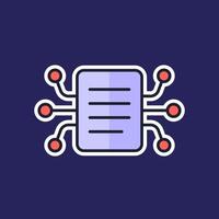 compiling data icon with a document, outlined design vector