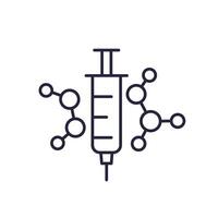 molecules and a syringe line icon vector