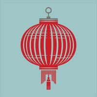 Chinese Lantern with in Red Japan Lantern Style Paper Lamp Silhouette for Lunar New Year Concept vector