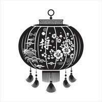 Chinese Lantern Paper Lamp Silhouette Featuring Japan Lantern and for Lunar New Year Concept with text in Chinese Meaning 'Fortune' vector