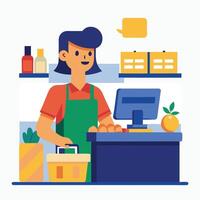 Serving at the Counter vector