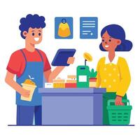 At the Checkout Desk vector