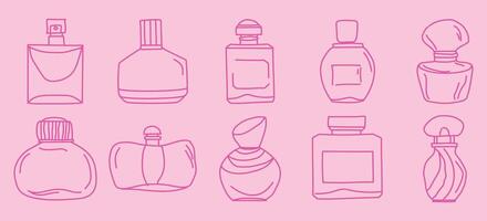Perfume bottle icon design set. vector