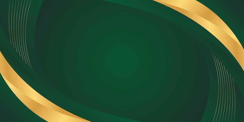 emerald green and gold luxury curved background. Modern wallpaper