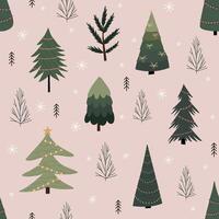 Christmas seamless pattern, with a tree, pine tree, Christmas tree. Magical Christmas forest vector