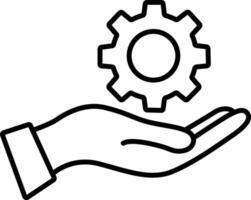 Human Hand and Gear Icon Depicting Customizable Engineering and Simple Operation Process vector