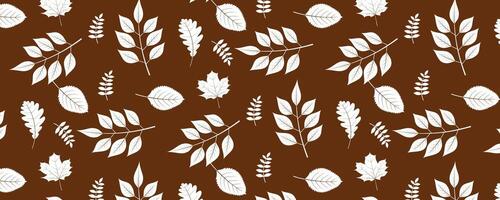 a brown and white pattern background with leaves vector
