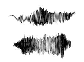 Grunge and Wave Patterns Isolated Black Brush Strokes on White Background vector