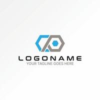 Logo design graphic concept creative premium stock image graphic initial CP hexagon font connected circle business to monogram typography tech vector