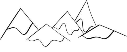 Graphic line mountains composition with horizontal landscape and cliffs covered with snow illustration vector