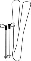 skis with poles graphic line composition. Simple element illustration. skiing outline sports concept. vector