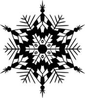 Snowflake Mandala isolated design element, geometric line graphic illustration. Zen doodle art, monochrome sketch for coloring book page, textile fabric print. Black and white illustration vector