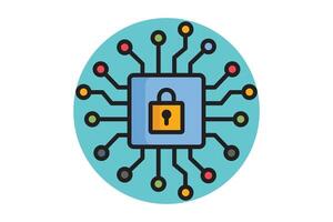 Security icon. colored outline icon style. icon related to network security, IT. network elements illustration vector