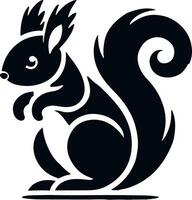 Elegant Squirrel Silhouette Minimalist Black-and-White Design vector
