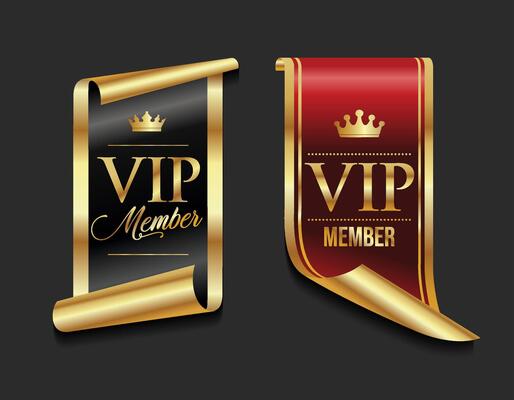 VIP member golden luxury label premium quality certificate ribbons illustration
