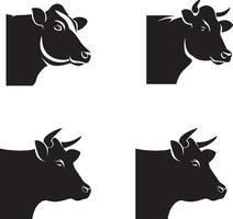 Symmetrical Cow Head in Bold Lines vector