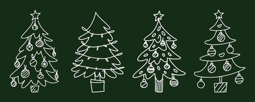 A Set of Doodle-Style Christmas Trees vector