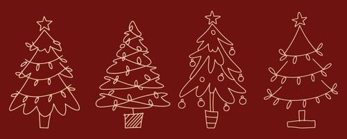 A Set of Minimalist Christmas Tree Illustrations Perfect for Festive Digital Designs vector