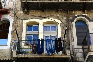 washed clothes hanging on a line photo
