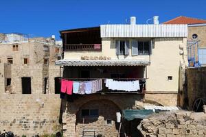 washed clothes hanging on a line photo