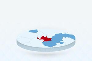 3D Isometric Map Highlighting Azerbaijan in Red. vector
