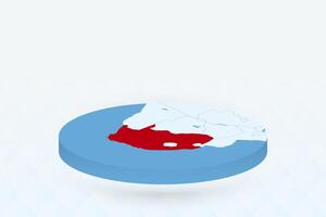 3D Isometric Map Highlighting South Africa in Red. vector