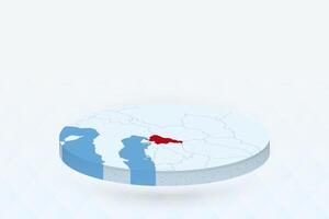 3D Isometric Map Highlighting Slovenia in Red. vector