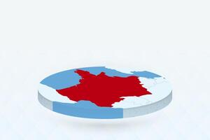 3D Isometric Map Highlighting France in Red. vector
