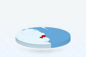 3D Isometric Map Highlighting Guyana in Red. vector