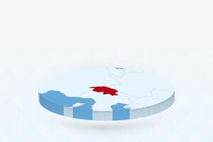 3D Isometric Map Highlighting Switzerland in Red. vector