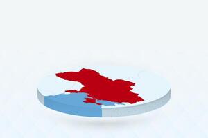3D Isometric Map Highlighting Ukraine in Red. vector