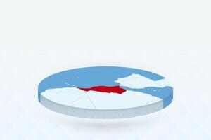 3D Isometric Map Highlighting Morocco in Red. vector