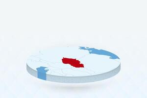3D Isometric Map Highlighting Czech Republic in Red. vector
