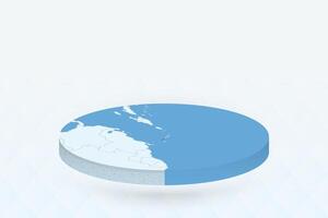 3D Isometric Map Highlighting Saint Kitts and Nevis in Red. vector