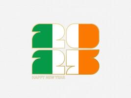 Abstract numbers 2025 with flag of Ireland. vector