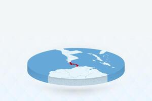 3D Isometric Map Highlighting Panama in Red. vector