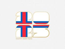 Abstract numbers 2025 with flag of Faroe Islands. vector