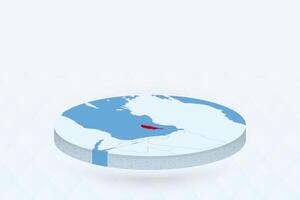 3D Isometric Map Highlighting Cyprus in Red. vector