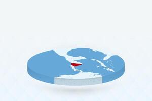 3D Isometric Map Highlighting Nicaragua in Red. vector
