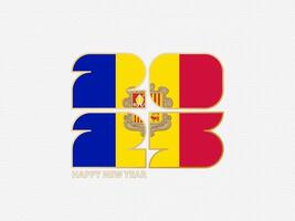 Abstract numbers 2025 with flag of Andorra. vector