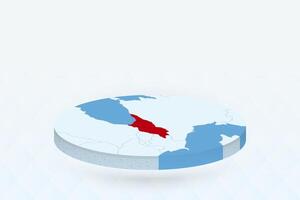 3D Isometric Map Highlighting Georgia in Red. vector