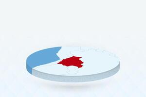 3D Isometric Map Highlighting Bolivia in Red. vector