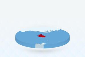 3D Isometric Map Highlighting Iceland in Red. vector