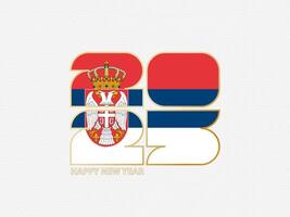Abstract numbers 2025 with flag of Serbia. vector
